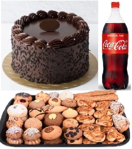 Bol Çikolatalı Pasta 1 Kg Karışık Kuru Pasta ve 1 Lt Coca Cola